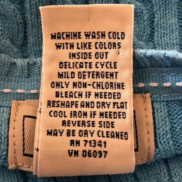 LL Bean Women's Blue Cable Knit Cardigan Medium - Picture 8 of 8